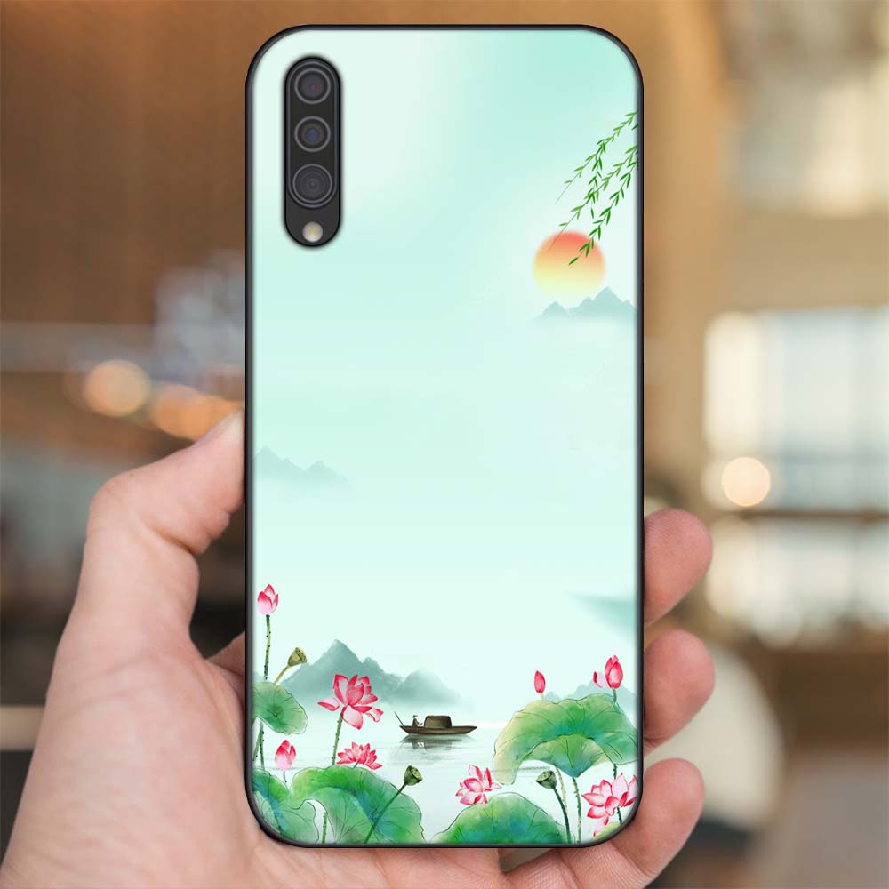 Ốp lưng Samsung A30S, A50, A50S, A70, A70S viền đen in hình Hoa Sen Hoa Đẹp