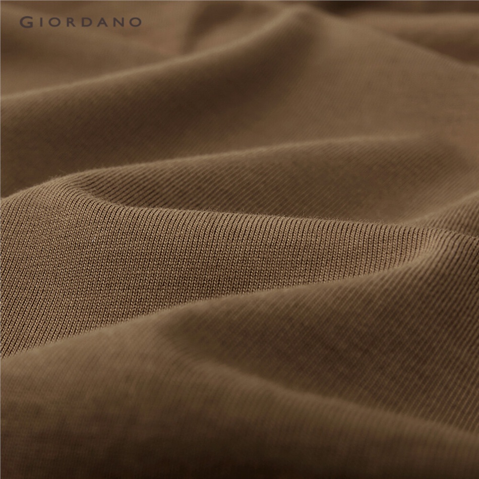 Áo thun cotton GIORDANO 13023211 cổ lọ ngắn tay màu trơn cho nam