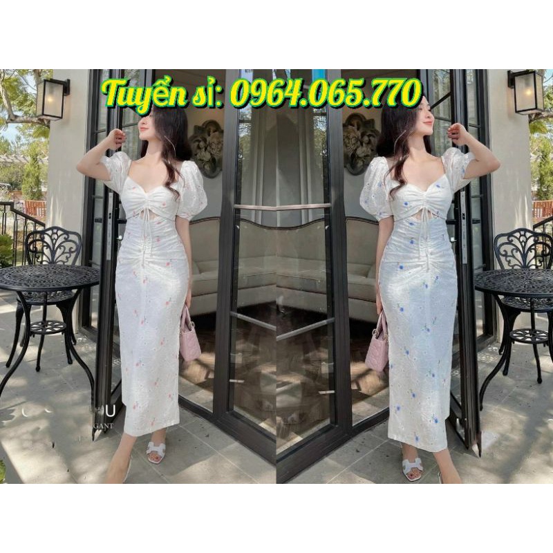 ĐẦM XÔ MAXI THÊU HOA RÚT NGỰC THỜI TRANG MÙA HÈ