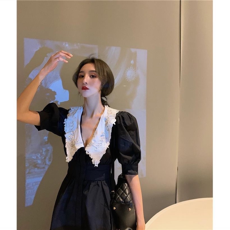 Váy sơ mi cổ thêu loại 1