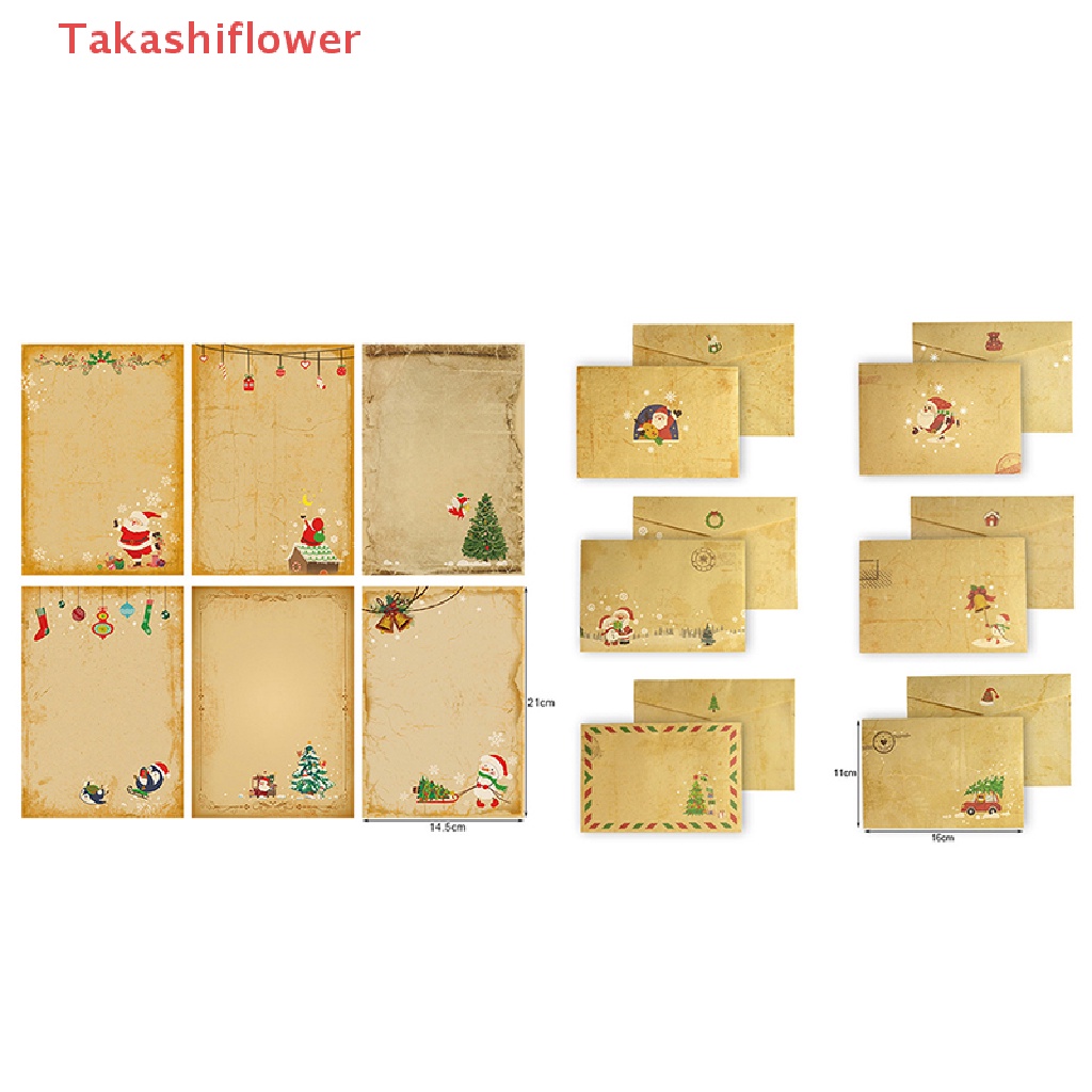 Set 6 Thiệp Giáng Sinh / Năm Mới / Tiệc Tùng / Giáng Sinh Bằng Giấy In Chữ Màu Nâu Kiểu Vintage