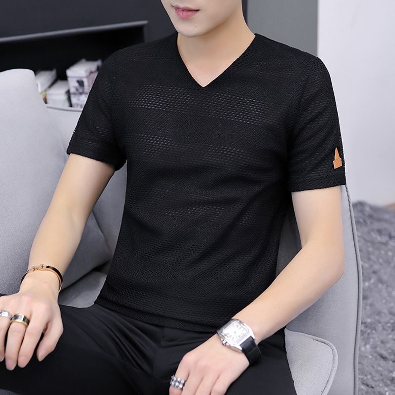Áo Thun Tay Ngắn Cổ Chữ V Phong Cách Hàn Quốc Thời Trang Mùa Hè Cho Nam