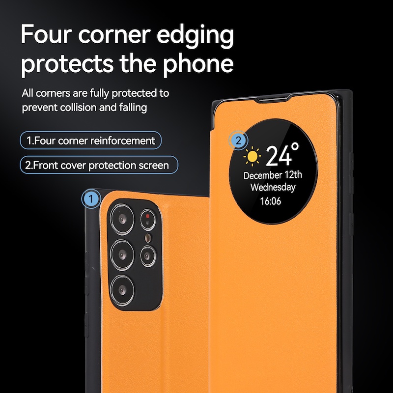 Bao Da Điện Thoại Nắp Lật Thông Minh Có Ngăn Đựng Thẻ Cho Samsung S23 Ultra S22 Ultra S21