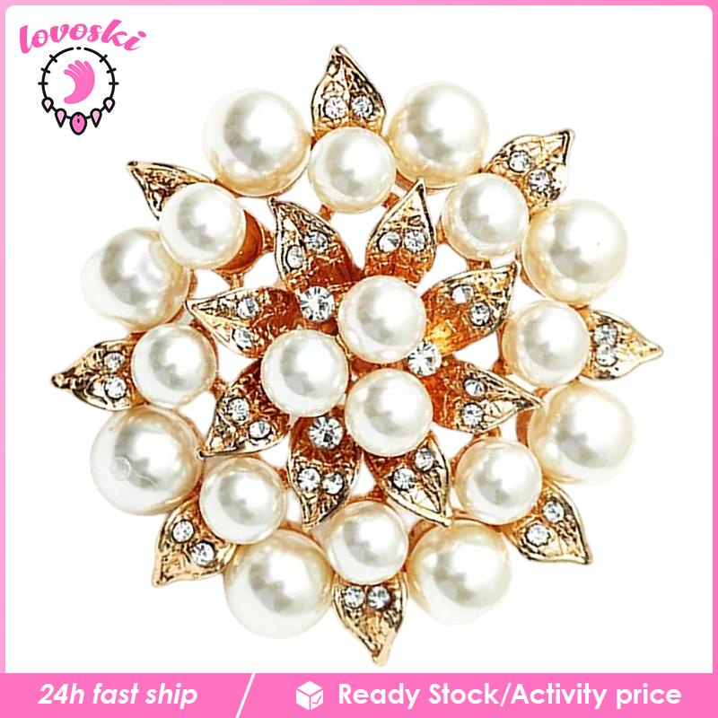 Bông Tai Hình Hoa Đính Ngọc Trai Giả Thanh Lịch Dành Cho Nữ