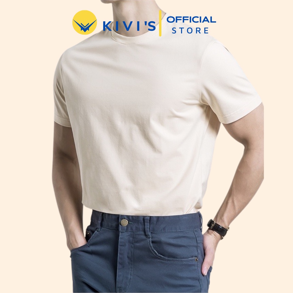 Áo Thun Trơn Cotton 100% 4 Chiều Áo Phông Trơn Màu Trắng Đen Cà phê Vàng Unisex Form Rộng  KIVI'S