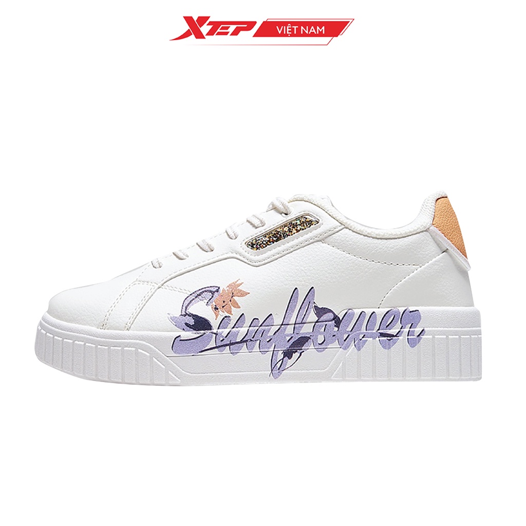 Giày sneaker nữ Xtep chính hãng, đế bằng hoạ tiết xinh xắn, dễ phối đồ, đế giày mềm mại 979118316765