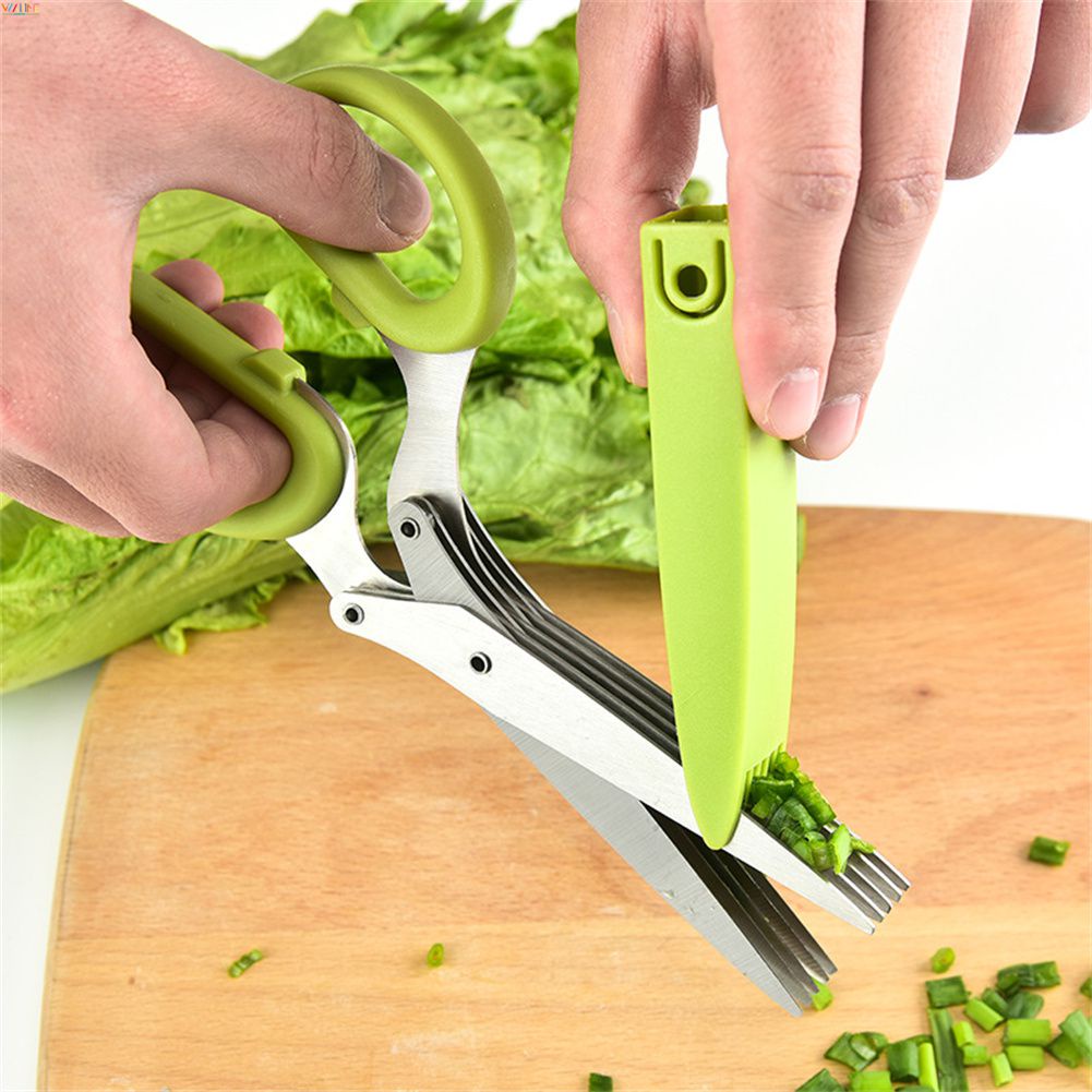 Kéo Cắt Rau Củ Kéo Cắt Hành Lá Tiêu Bằng Thép Không Gỉ Nhiều Lớp Kéo Cắt Giấy Vụn Năm Lớp/Ba Lớp Văn Phòng Nhà Bếp Bán Chạy