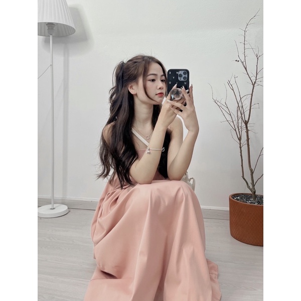 Váy babydoll 2 dây dáng dài xếp ly (ảnh thật) | BigBuy360 - bigbuy360.vn