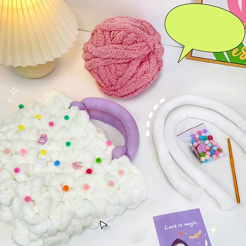 [Có Hướng Dẫn ở Mô Tả] Combo Set Len Làm Túi Handmade,Túi DIY Len Tự Đan Vải Bông Sợi To Mềm Mịn Quà Tặng