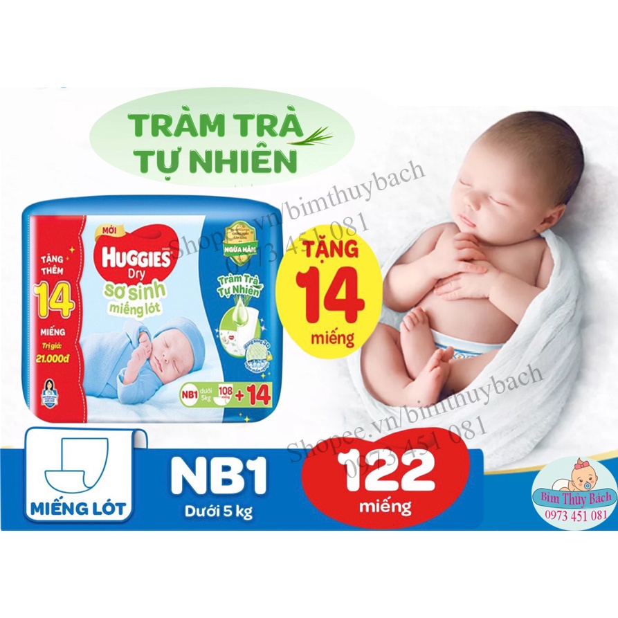 Miếng Lót Sơ Sinh Huggies NB1 56 miếng và NB1 108 miếng
