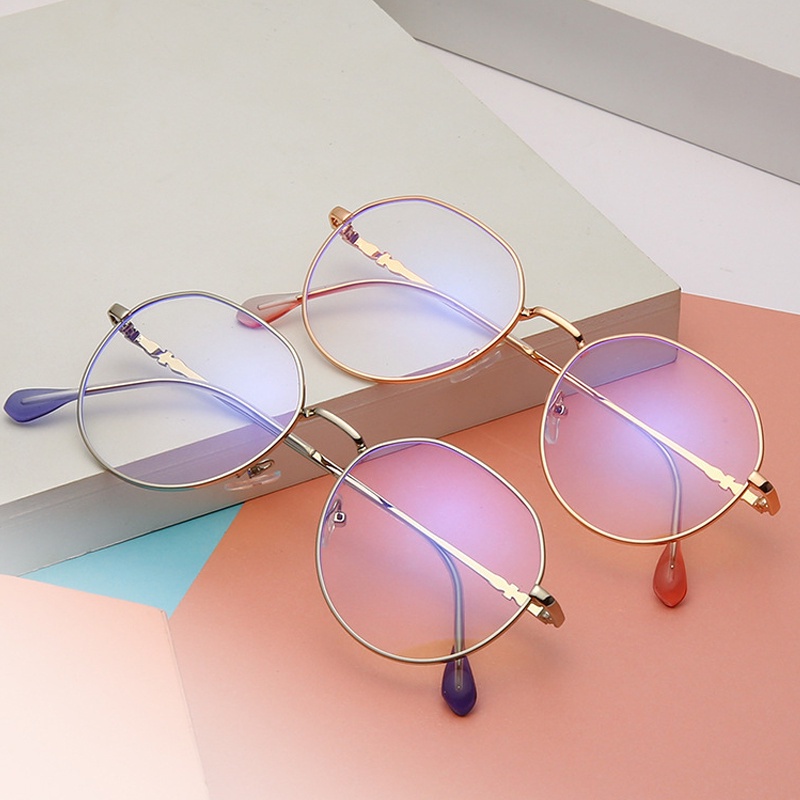 [Hàng Có Sẵn] Kính Mát Gọng Kim Loại Tròn Chống Bức Xạ Cho Nam Nữ