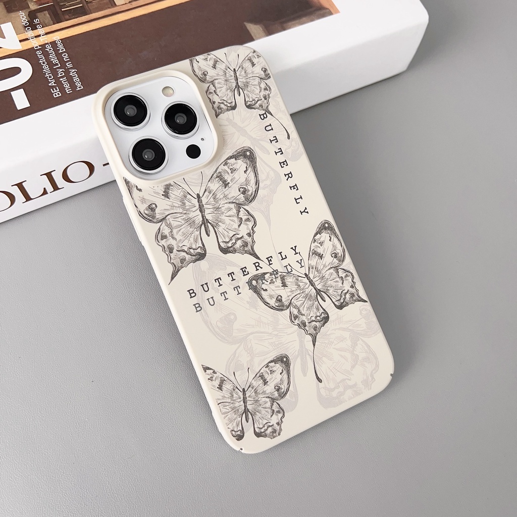 Ốp Điện Thoại PC Cứng Viền Tpu Họa Tiết Bươm Bướm Thời Trang Chống Rơi / Sốc Cho iPhone 14 13 12 11 Pro Max