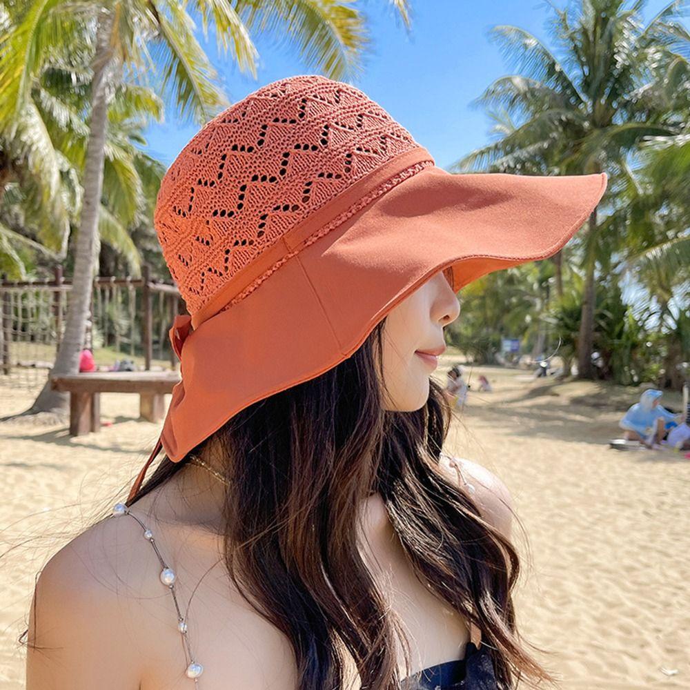 Nón Tai Bèo Vành Rộng Thắt Nơ Xinh Xắn Thời Trang Đi Biển Cho Nữ