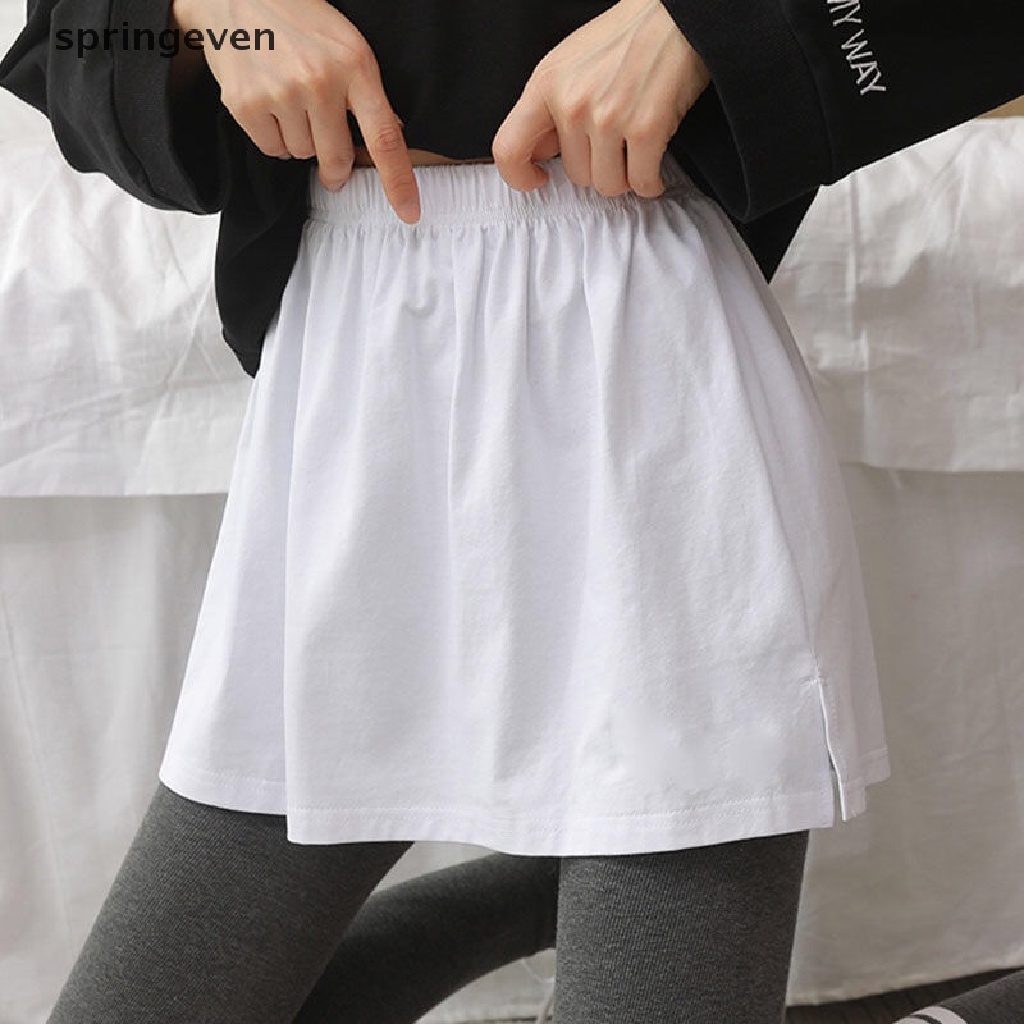 Chân Váy Mini Lưng Cao Co Giãn Màu Trơn Phong Cách Mới Cho Nữ