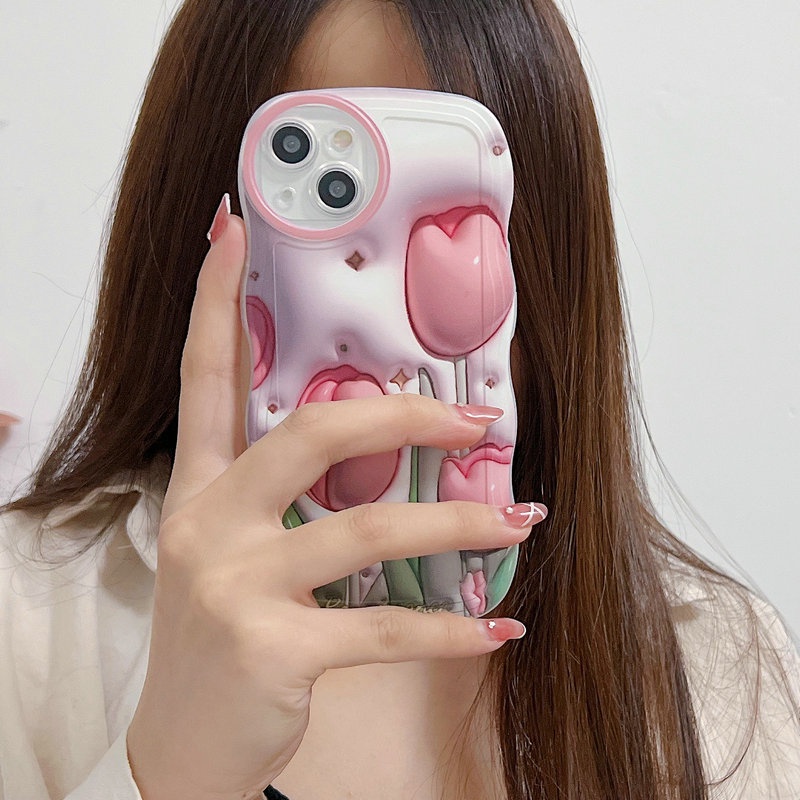 VIVO V27 V27E Y36 Y02 Y22 Y22S Y35 Y21 Y33S Y21S Y21T Y33T Y21A Y20 Y20i Y20S Y12A Y12S 2021 5G Y76 Y16 Y15S Y15A Y01 Y50 Y30 Y30i Y17 Y12 Y15 2020 Y3S Y19 Y95 Y93 Y91 Y91i Y91C Y1S V23 V25 V25E V23E Pro Wave Edge Visual 3D Tulip Flower Phone Case STB 29