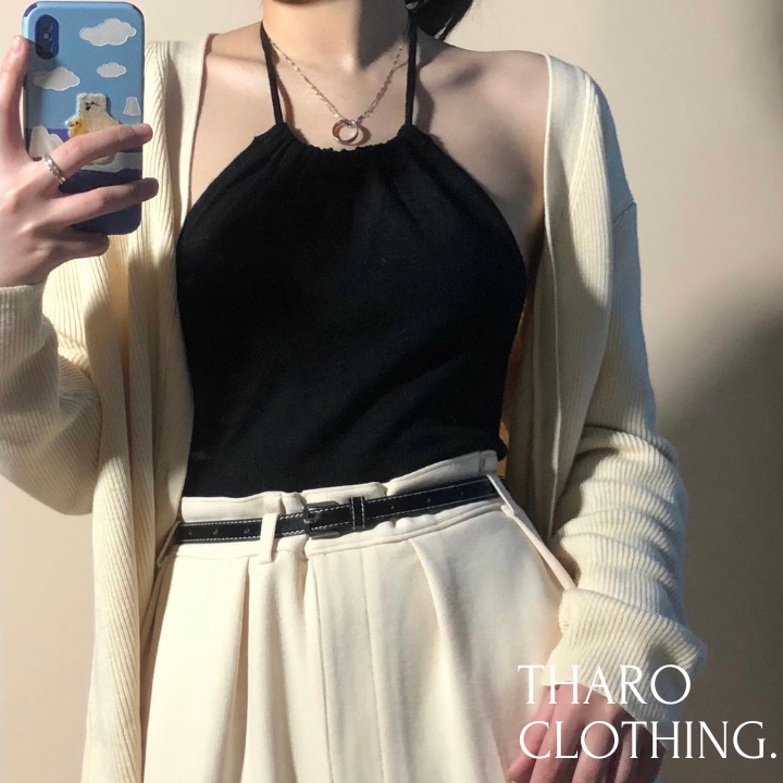 Áo Nữ Croptop Cổ Yếm Rút Dây Basic - Tharo Clothing [AO00069