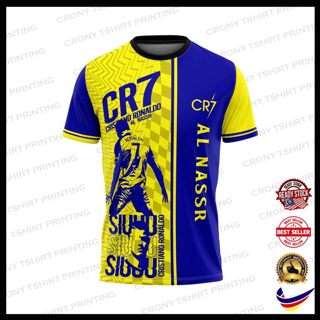 Áo Thun Bóng Đá Unisex HQ1 2022-2023 Al Nassr Ronaldo Plus Size QH1