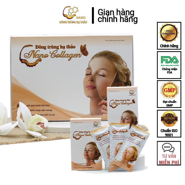 Gói Nước Uống Nano Collagen Đông Trùng Hạ Thảo 10ml Giúp Da Săn Chắc Căng Mịn Tăng Cường Nội Tiết Tố Nữ