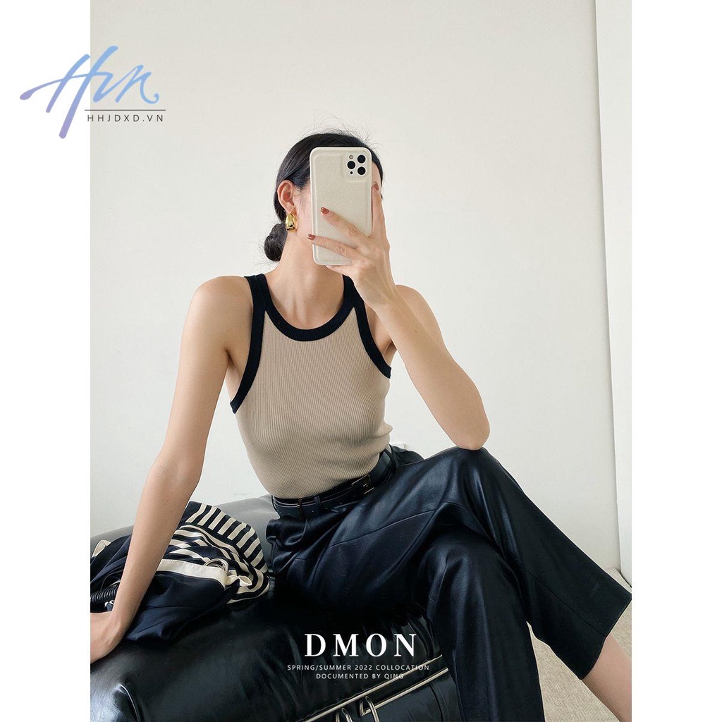 Hhjdxddmon Áo Thun Ba Lỗ Dáng Chữ I Phối Màu Tương Phản Thời Trang Xuân Hè 2023