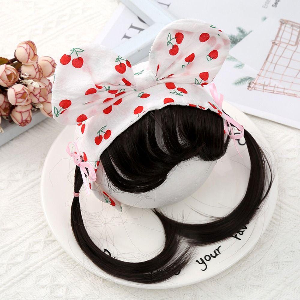 Băng Đô Cài Tóc Giả Bằng Sợi Tổng Hợp Đính Nơ Thời Trang Làm Phụ Kiện Chụp Ảnh Cho Bé Gái