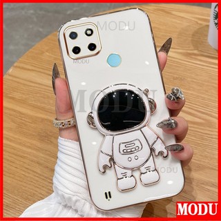 Ốp Điện Thoại Mềm Mạ Điện Hình Phi Hành Gia 3D Có Giá Đỡ Cho OPPO Realme C21Y C25Y