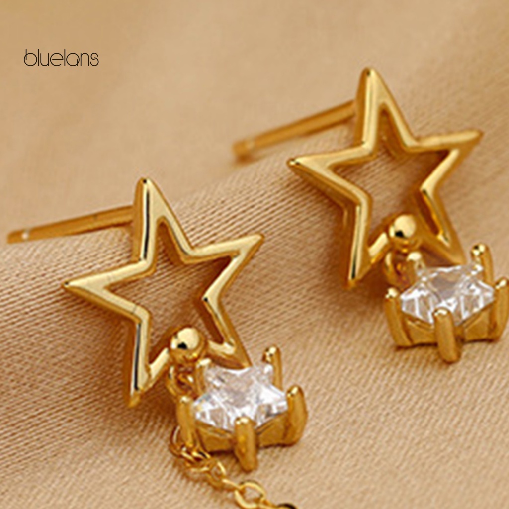 1 Đôi Bông Tai Đính Đá Zircon Hình Ngôi Sao Thời Trang