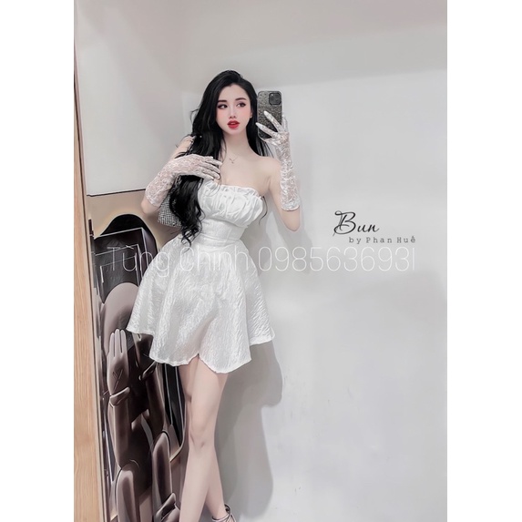 Váy quây trắng kèm găng tay