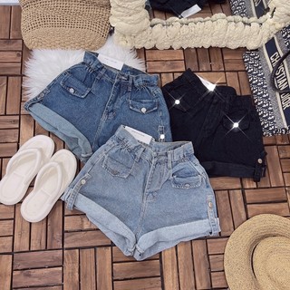 Quần short jeans lưng cao lật lai sang chảnh