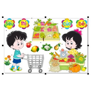 Tranh góc mầm non - siêu thị của bé-góc phân vai 030