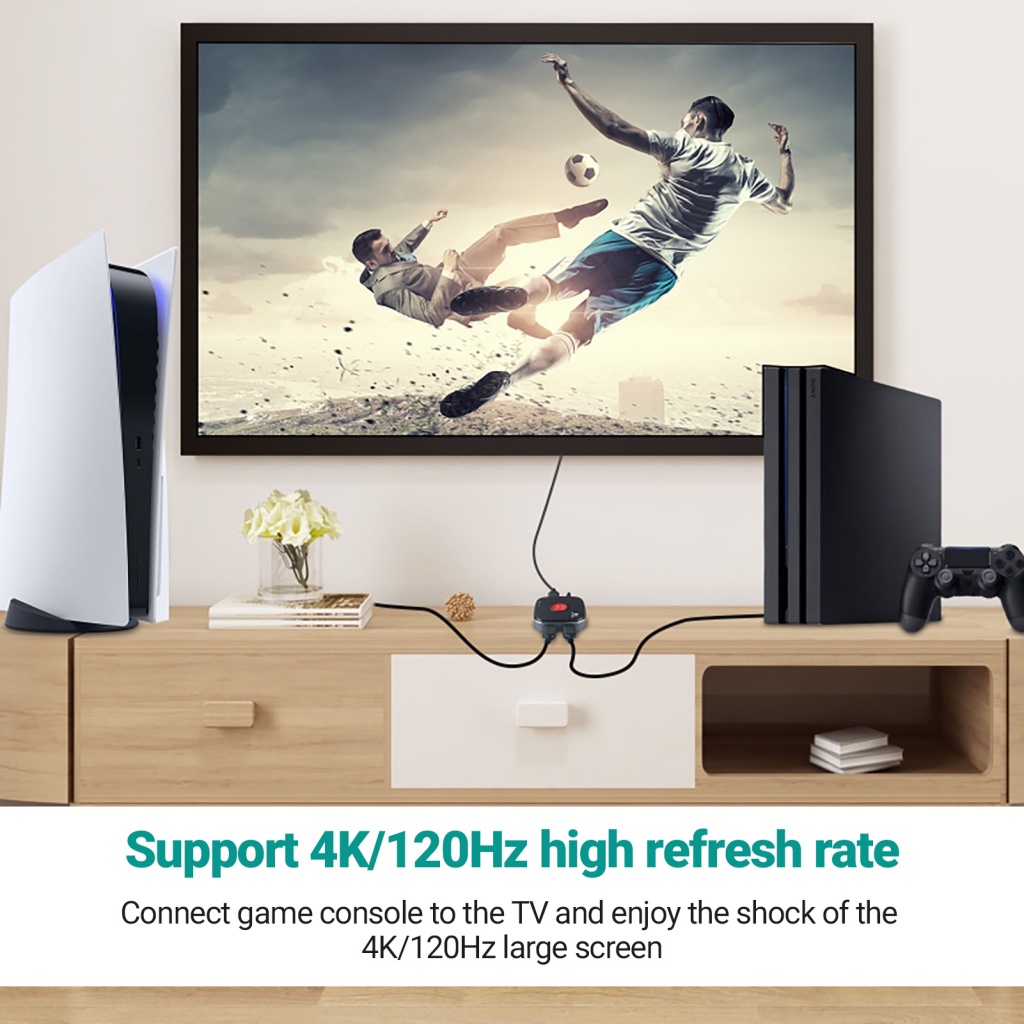 Bộ Chuyển Đổi Chia Tín Hiệu HDMI 2X1 4K @ 120Hz 8K @ 30Hz Có Nút Công Tắc Cho Đầu DVD