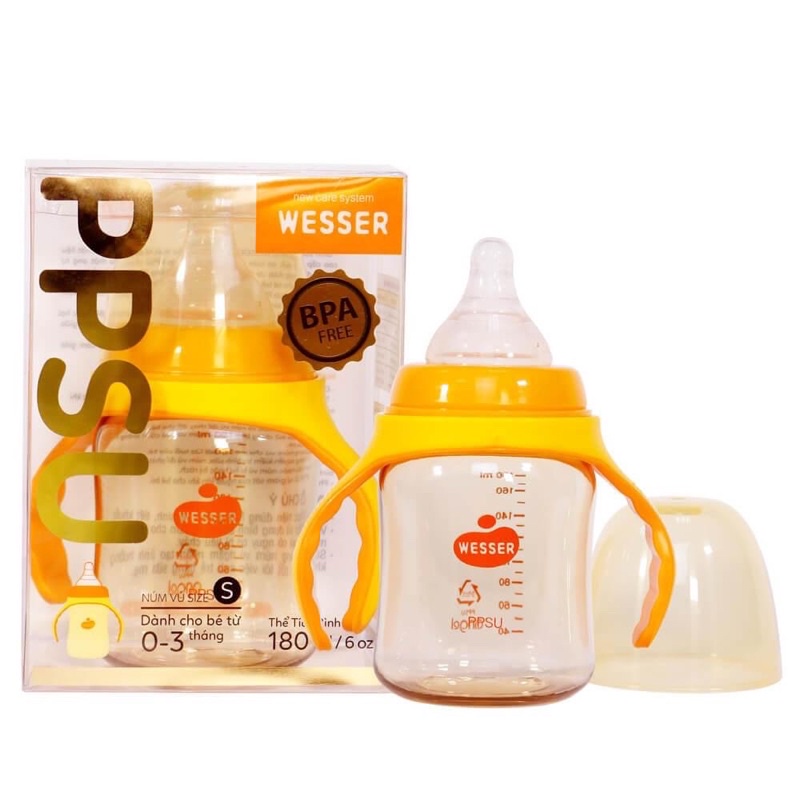 Bình Sữa Wesser PPSU Cổ Rộng/Cổ Hẹp Cho Bé 140/180/25