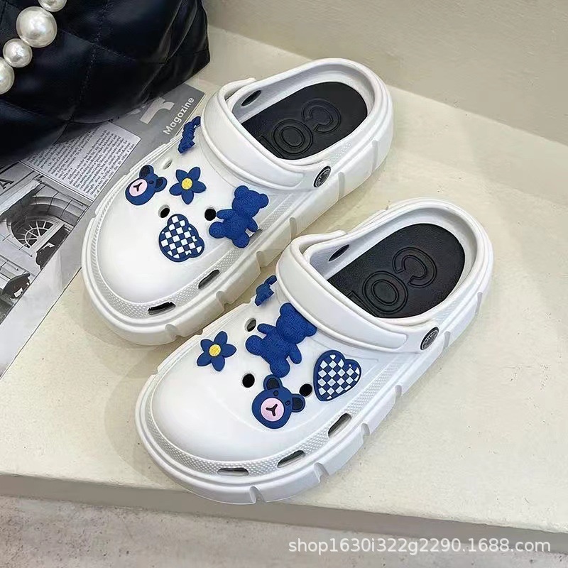 TIANLEYU Dép Cross độn đế nữ đế 4cm siêu nhẹ kèm Sticker dễ thương dép bánh mì Cross nữ hot trend 2023 13Z23032101