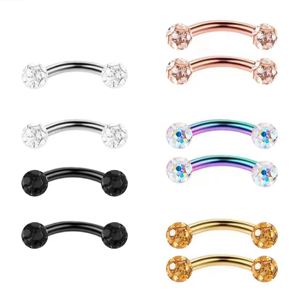 Khuyên Xỏ Lông Mày Đính Đá Zircon Bằng Thép Không Gỉ Thời Trang