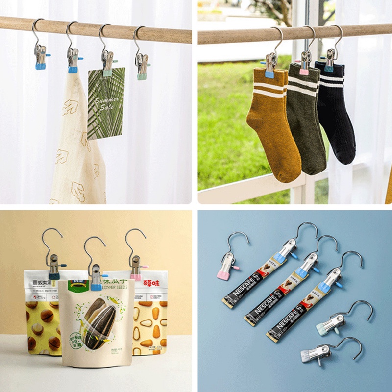 Móc Treo Quần Áo / Đồ Ăn Vặt Bằng Thép Không Gỉ Chống Trượt Tiết Kiệm Không Gian Đa Năng