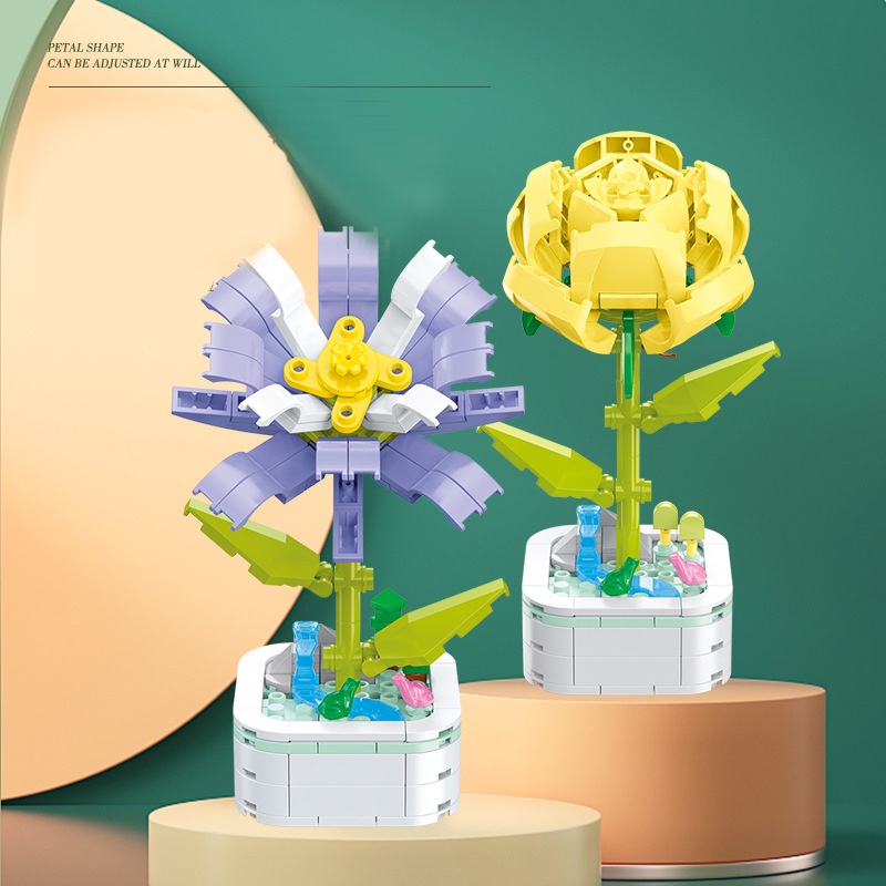 Bộ Đồ Chơi Lắp Ráp Hình Bó Hoa Hồng DIY Dành Cho Bé Gái