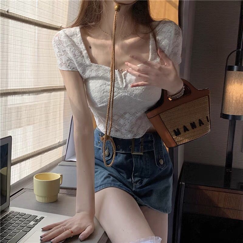 Áo thun COZOKC ngắn tay ôm dáng thiết kế lệch tà cá tính