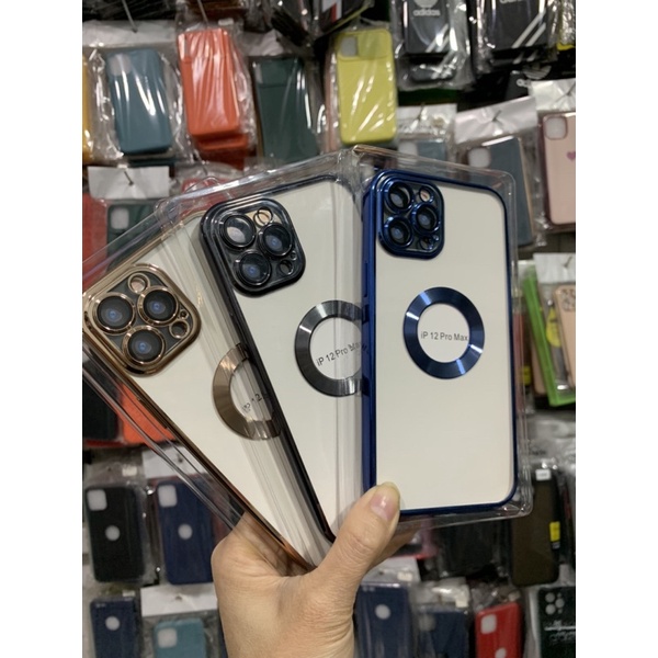 Ốp silicon trong viền vuông hở táo mạ mầu 6D cao cấp bảo vệ camera iphone 12 pro max 12pro 12promax