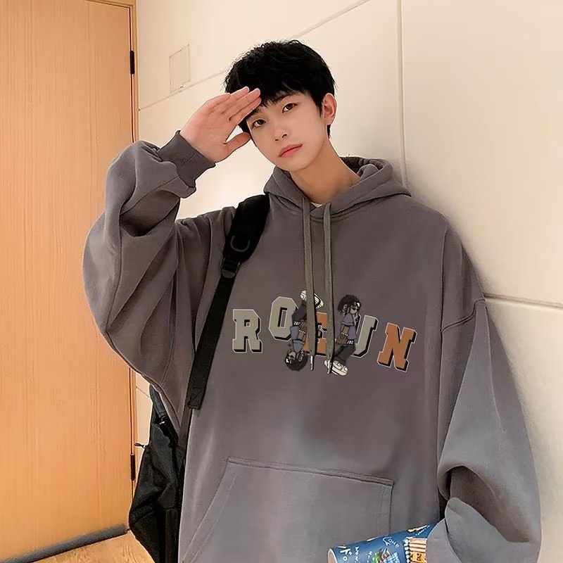 Áo Khoác Hoodie Thể Thao Dày Dặn Dáng Rộng In Chữ Hoạt Hình 3 Màu Tùy Chọn Size M-8XL Thời Trang Cho Nam