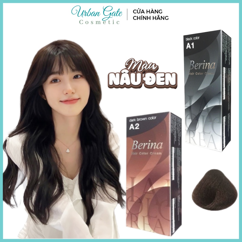 Thu﻿ốc Nhuộm Tóc BERINA Hair Color Cream (A1 - Black | A2 - Dark Brown | A27 - Light Natural Brown)