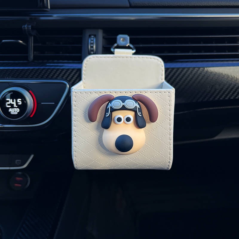 Car Wallace and Gromit Air Outlet Storage Pocket Phone Hanging Bag Creative Car Sundries Storage Box Hanging Storage Same Style Liyp