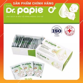 [ CHÍNH HÃNG ] Gạc Rơ Lưỡi Dr.Papie vệ sinh răng miệng cho bé (hộp 30 gói)