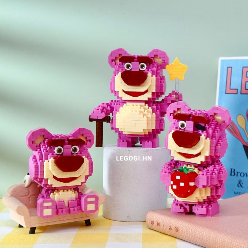 Đồ chơi xếp hình Legogi GẤU LOTSO NHỎ mô hình trang trí bàn học bàn làm việc quà tặng sinh nhật quà tặng bạn gái