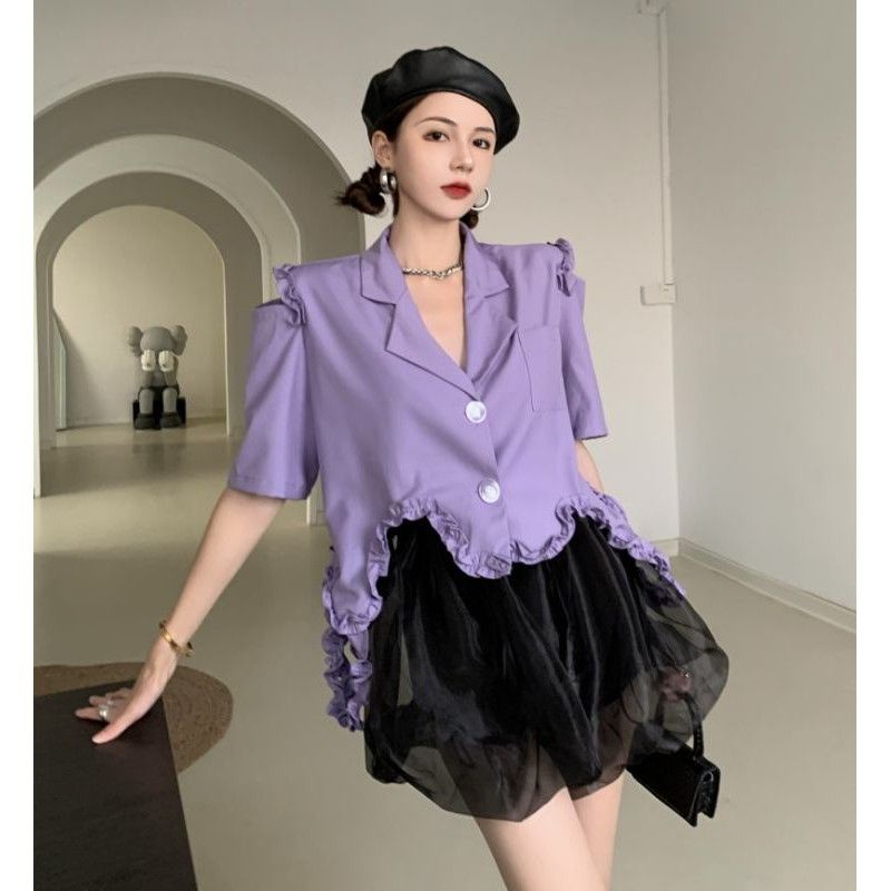 Set áo sơmi chân váy voan - Hàng Quảng Châu