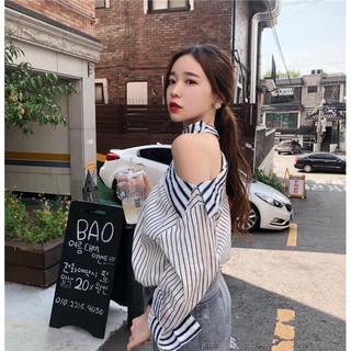 (Order 7-10 ngày) Áo sơ mi lệch vai (kèm ảnh thật)