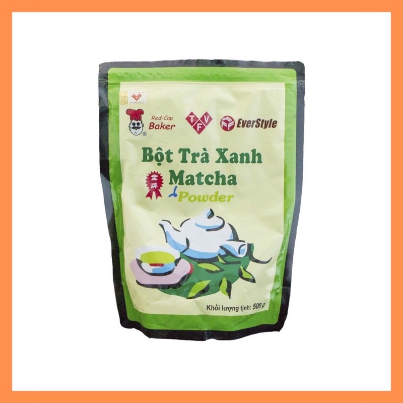 Bột trà xanh matcha Đài Loan mũ đỏ chính hãng EverStyle túi 500g