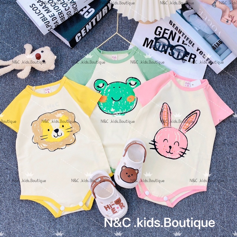 Bộ body cộc tay cho bé trai bé gái hoạ tiết hoạt hình dễ thương, quần áo trẻ em