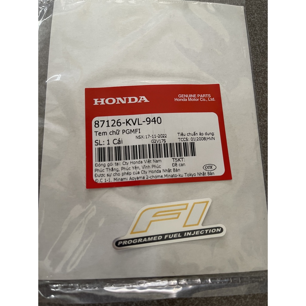 Tem chữ fi trước mặt nạ neo 2009 fi 87126KVL940