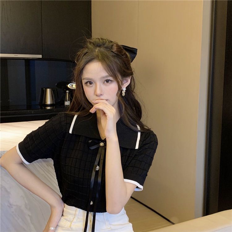 Áo polo COZOKC ngắn tay phối nơ xinh xắn dành cho nữ