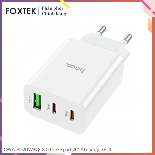 Củ sạc nhanh 20W Hoco C99A  3 Cổng Type C 18W Type C 20 W USB QC3.0 FoxTek Store