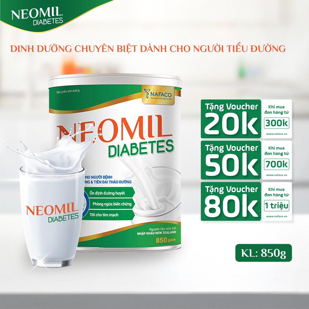Sữa Neomil Diabetes 850G - Dinh dưỡng cho người bệnh đái tháo đường